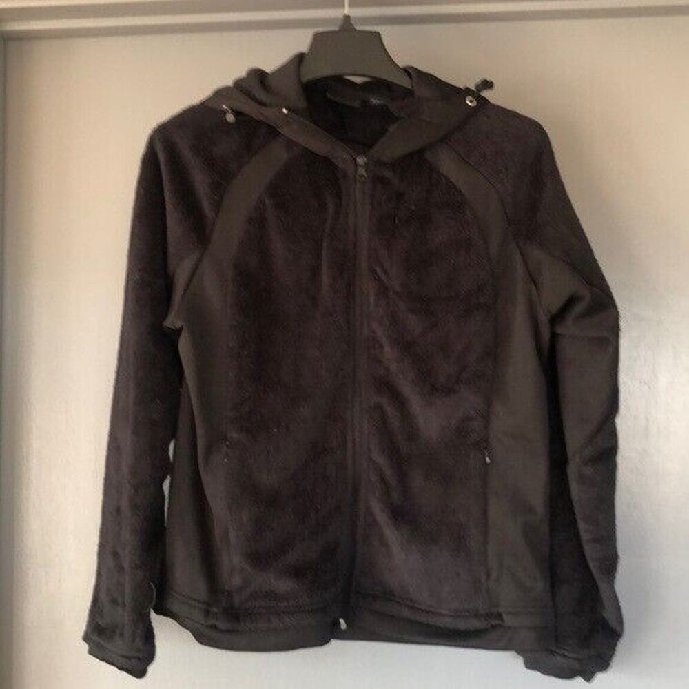 Canyon Creek Womens Black Hooded Front Zip Fleece Jacket Winter Casual Sz Medium